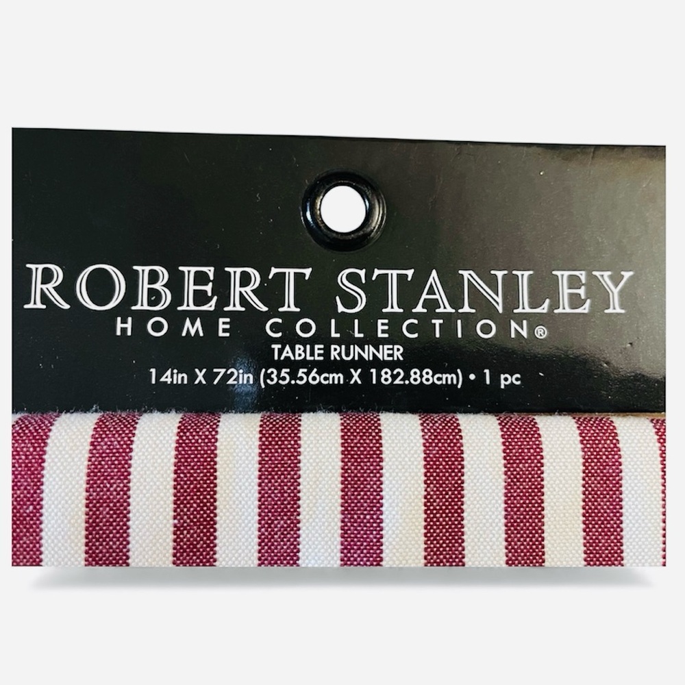 NWT Robert Stanley Farmhouse Table Runner Beige Red 72” x14” Farmhouse W/ Bells - Picture 3 of 4